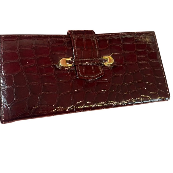 Red Crocodile Leather Bi-Fold Wallet/Checkbook Holder โ Pristine Condition, Must - Picture 2 of 9